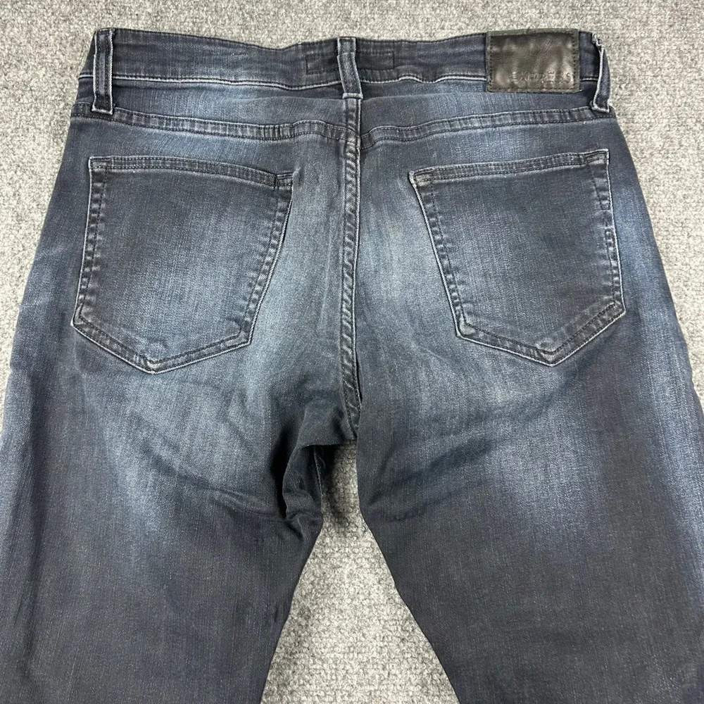Express Jeans Mens 33x30 Dark Wash Skinny Hyper Stretch Faded Denim Pants